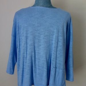 Linen and Cotton Sky Blue Crew Sweater, J Jill  XL